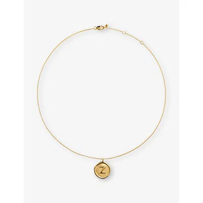 Monica Vinader Womens Initial-z Stamp 18ct Yellow Gold-vermeil Chain Necklac