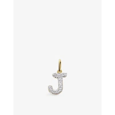 Monica Vinader Womens J Letter 14ct Yellow-gold And Lab-grown Diamond Charm Yellow Gold