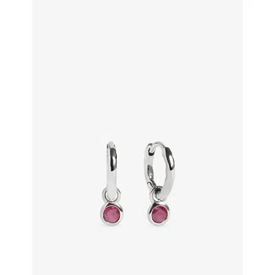 Monica Vinader Womens  July Birthstone Sterling-silver And Ruby Huggie Earrings