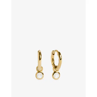 Monica Vinader Womens  June Birthstone 18ct Yellow-gold Vermeil And Moonstone Huggie Earrings