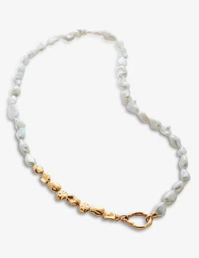 MONICA VINADER WOMENS MONICA VINADER KESHI 18CT YELLOW GOLD-PLATED VERMEIL STERLING SILVER AND PEARL NECKLAC,54946911