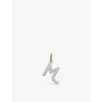 Monica Vinader Gold Lab Grown Diamond Initial M Pendant Charm Lab Grown Diamond In 14k Solid Gold