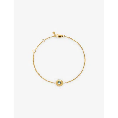Monica Vinader Womens March Birthstone 18ct Yellow Gold-plated Vermeil Sterling-silver And Aquamarine Bracelet