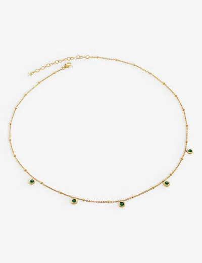 Monica Vinader Womens Gold Mini Green 18ct Yellow Gold-plated Vermeil Recycled Sterling-silver And O