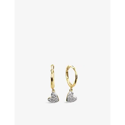 Monica Vinader Womens Mini Heart 14ct Yellow-gold And Pavé-set Diamond Huggie Earrings