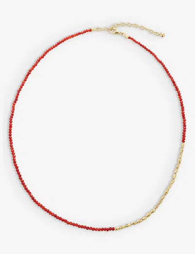 Monica Vinader Womens Red Mini Nugget Recycled 18ct Yellow Gold-plated Vermeil Sterling Silver Neckl