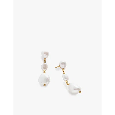 Monica Vinader Womens Yellow Gold Nura Triple Pearl 18ct Gold-plated Vermeil Sterling-silver Drop Ea