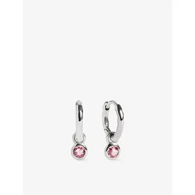 Monica Vinader Womens  October Birthstone Sterling-silver And Pink Tourmaline Huggie Earrings