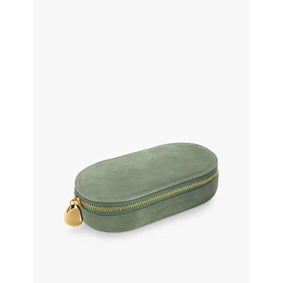 Monica Vinader Womens Olive Green Oval Suede Jewellery Box