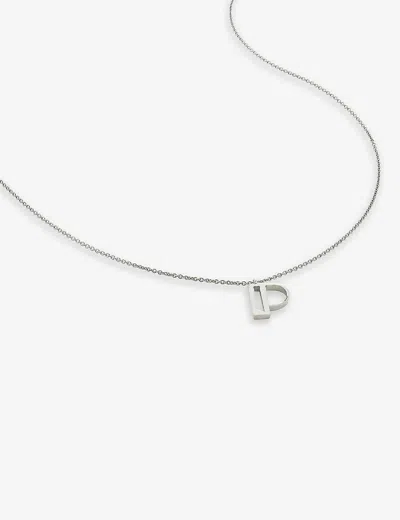 Monica Vinader Womens Sterling Silver P Letter-charm Recycled Sterling-silver Pendant Necklace