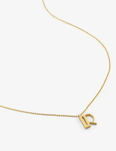 Monica Vinader Womens Gold R Letter-charm 18ct Yellow Gold-plated Vermeil Recycled Sterling-silver P