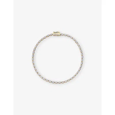 Monica Vinader Womens  Rectangular 14ct Yellow-gold And Lab-grown Diamond Tennis Bracelet In Silver