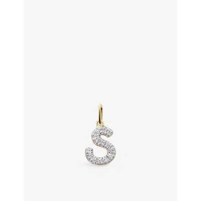Monica Vinader Womens S Letter 14ct Yellow-gold And Lab-grown Diamond Charm Yellow Gold
