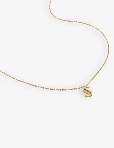 Monica Vinader Womens Gold S Letter-charm 18ct Yellow Gold-plated Vermeil Recycled Sterling-silver P