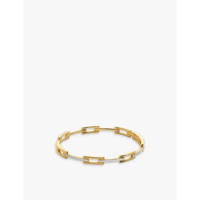 MONICA VINADER WOMENS MONICA VINADER SIGNATURE LINK 18CT YELLOW GOLD-PLATED VERMEIL STERLING-SILVER AND 0.27CT BRIL