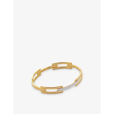 Monica Vinader Womens Signature Link 18ct Yellow Gold-plated Vermeil Sterling-silver And 0.62ct Lab-grown Diamond B