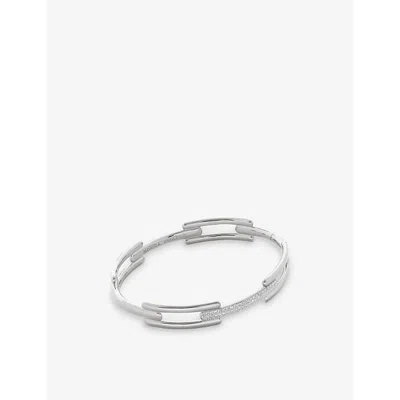 MONICA VINADER WOMENS STERLING SILVER SIGNATURE LINK STERLING-SILVER AND 0.62CT LAB-GROWN DIAMOND BANGLE