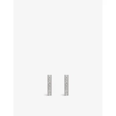 Monica Vinader Signature Skinny Recycled Silver And Diamond Stud Earrings