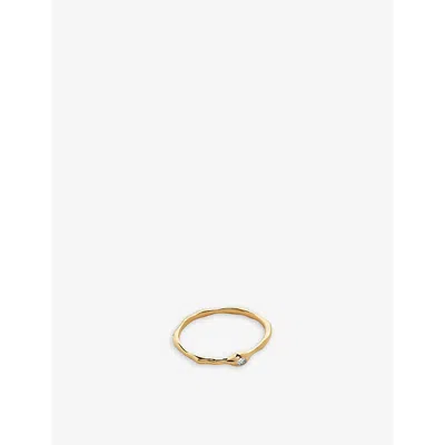 Monica Vinader Womens  Siren Mini 18ct Yellow Gold-plated Vermeil Sterling Silver And 0.006ct Lab-gro