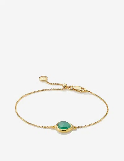 Monica Vinader Womens Silver Siren Mini 18ct Yellow-gold Vermeil And Onyx Bracelet