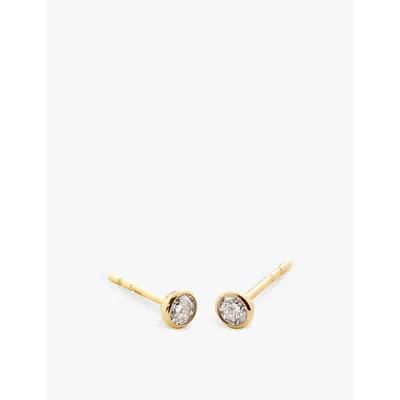 MONICA VINADER WOMENS SOLITAIRE 18CT YELLOW GOLD-PLATED VERMEIL STERLING-SILVER AND 0.082CT BRILLIANT-CUT LAB-GROWN