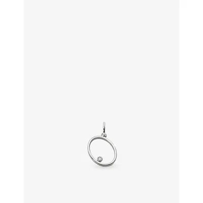 Monica Vinader Womens Solitaire Diamond Initial O Sterling-silver And 0.035ct&nbsp;lab-grown Diamond Pendant