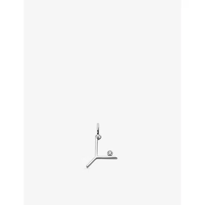 Monica Vinader Womens Solitaire Diamond Initial Y Sterling-silver And 0.035ct Lab-grown Diamond Pendant