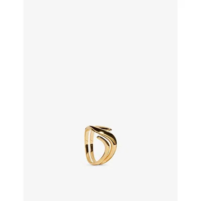 Monica Vinader Womens Swirl Wrap 18ct Yellow Gold Vermeil Ring