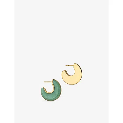 Monica Vinader Womens  X Kate Young 18ct Yellow Gold Vermeil And Green Aventurine Hoop Earrings