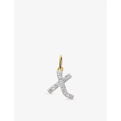 Monica Vinader Womens Yellow Gold X Letter 14ct Yellow-gold And Lab-grown Diamond Charm