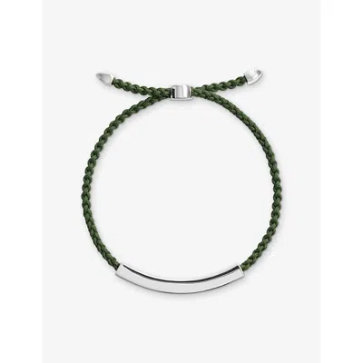 Monica Vinader Sterling Silver Linear Bold Cord Bracelet In Blue