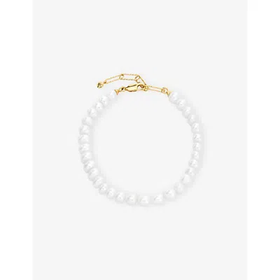 Monica Vinader Womens Nomade 18ct Yellow Gold Vermeil And Pearl Bracelet In Neutral