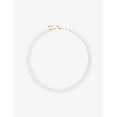 Monica Vinader Womens Nomade 18ct Yellow Gold Vermeil And Pearl Necklac