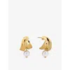 Monica Vinader Womens Nomade Small 18ct Yellow Gold Vermeil And Pearl Hoop Earrings In Gold