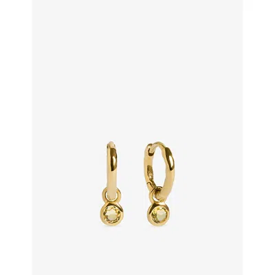 Monica Vinader Womens November Birthstone 18ct Yellow-gold Vermeil And Citrine Huggie Earrings