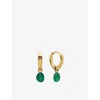 Monica Vinader Womens Nura 18ct Yellow Gold Vermeil And Green Onyx Drop Huggies