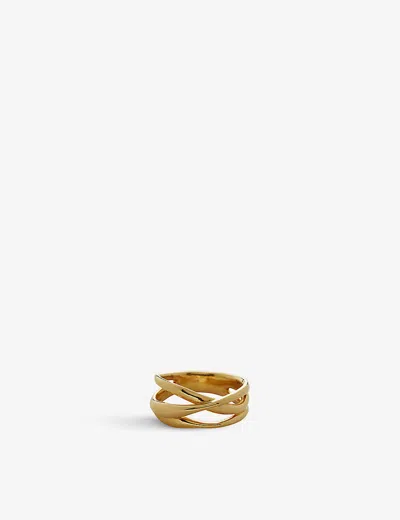 Monica Vinader Womens Yellow Gold Nura Cross Over 18ct Yellow Gold-plated Vermeil Recycled Sterling-