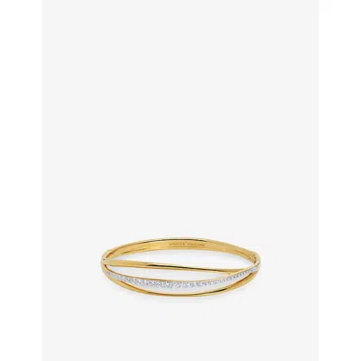 MONICA VINADER WOMENS NURA PAVÉ18CT YELLOW GOLD VERMEIL AND LAB-GROWN DIAMOND BANGLE
