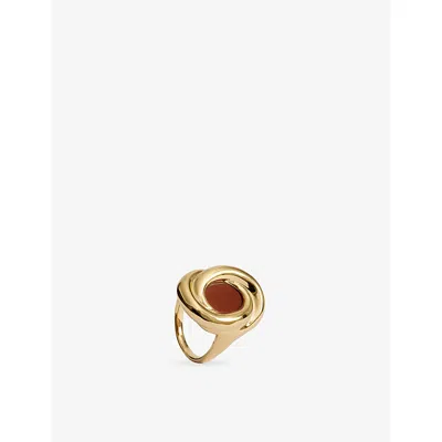 Monica Vinader Womens Ochre 18ct Yellow Gold Vermeil And Gemstone Ring In Red