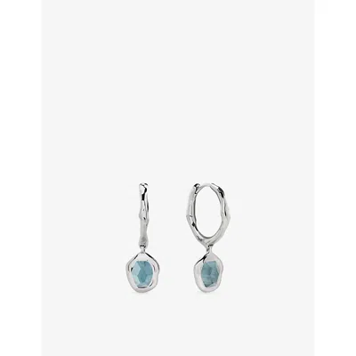 Monica Vinader Womens Odyssey Gemstone Sterling Silver And Aquamarine Huggie Earrings