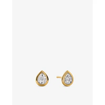 Monica Vinader Womens Pear-shaped 0.13ct Lab-grown Diamond And 18ct Yellow-gold Vermeil Stud Earrings