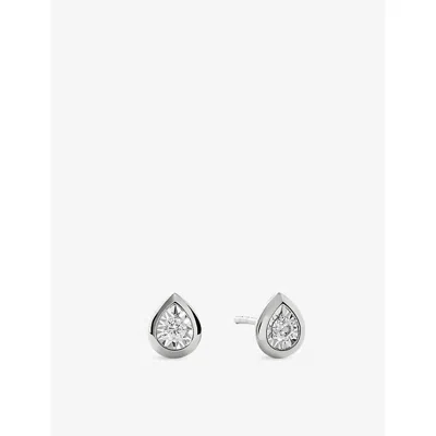 Monica Vinader Womens Pear-shaped 0.13ct Lab-grown Diamond And Sterling-silver Stud Earrings