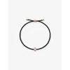 Monica Vinader Womens Pear Solitaire 18ct Yellow Gold Vermeil 0.06ct Lab Grown Diamond Cord Bracelet In Black
