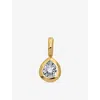 Monica Vinader Womens Pear Solitaire 18ct Yellow Gold Vermeil And 0.06ct Lab Grown Diamond Pendant