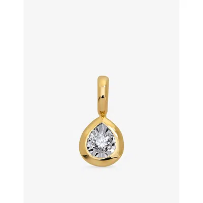 MONICA VINADER WOMENS PEAR SOLITAIRE 18CT YELLOW GOLD VERMEIL AND 0.06CT LAB GROWN DIAMOND PENDANT