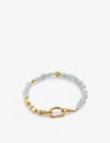 Monica Vinader Womens Gold Rio Recycled 18ct Yellow Gold-plated Vermeil Sterling-silver And Aquamari In Gold