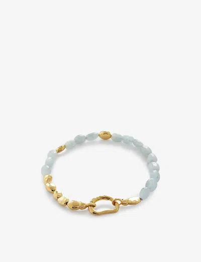 Monica Vinader Womens Gold Rio Recycled 18ct Yellow Gold-plated Vermeil Sterling-silver And Aquamari