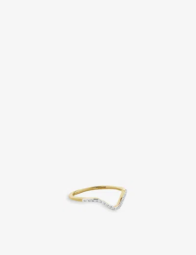 Monica Vinader Riva Diamond Wishbone 18ct Recycled Yellow Gold-plated Vermeil Sterling Silver And 0.04ct Diamond Ri