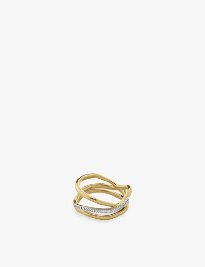 Monica Vinader Riva Recycled 18ct Yellow-gold Vermeil-plated Sterling Silver And Diamond Ring
