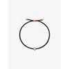 Monica Vinader Womens Round Solitaire 18ct Yellow Gold Vermeil And 0.06ct Lab Grown Diamond Cord Bracelet In Black